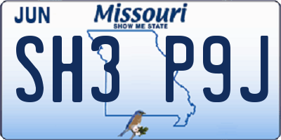MO license plate SH3P9J