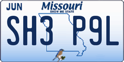 MO license plate SH3P9L