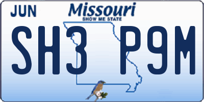 MO license plate SH3P9M