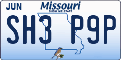 MO license plate SH3P9P