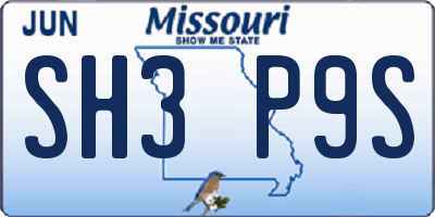 MO license plate SH3P9S