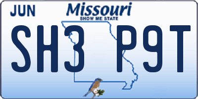 MO license plate SH3P9T