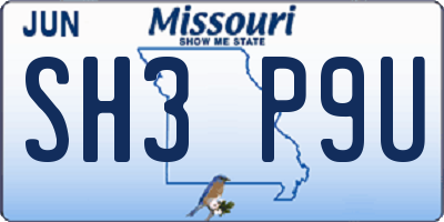 MO license plate SH3P9U