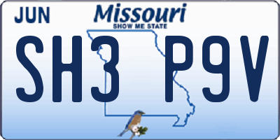 MO license plate SH3P9V