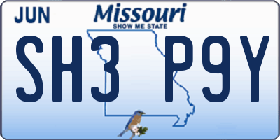 MO license plate SH3P9Y
