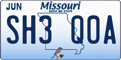 MO license plate SH3Q0A