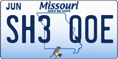 MO license plate SH3Q0E
