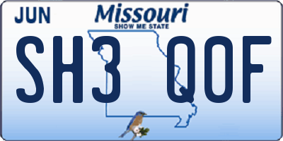 MO license plate SH3Q0F