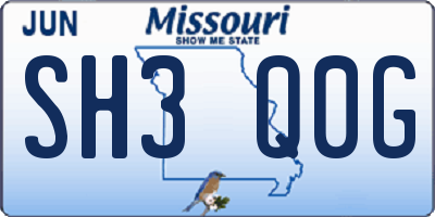 MO license plate SH3Q0G