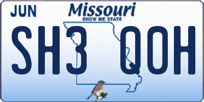 MO license plate SH3Q0H