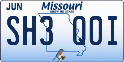 MO license plate SH3Q0I