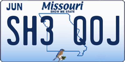 MO license plate SH3Q0J