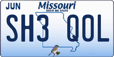 MO license plate SH3Q0L