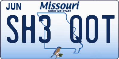 MO license plate SH3Q0T