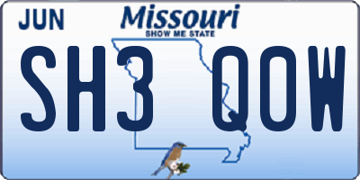 MO license plate SH3Q0W