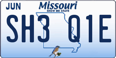 MO license plate SH3Q1E