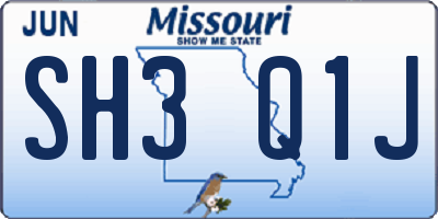 MO license plate SH3Q1J