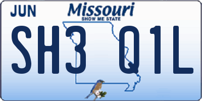 MO license plate SH3Q1L
