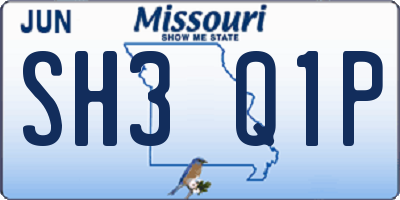 MO license plate SH3Q1P