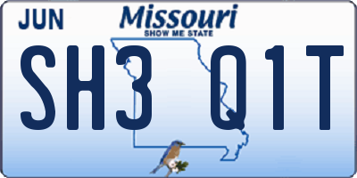 MO license plate SH3Q1T