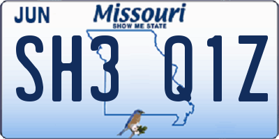 MO license plate SH3Q1Z