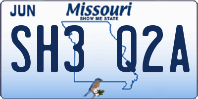 MO license plate SH3Q2A