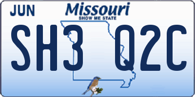 MO license plate SH3Q2C
