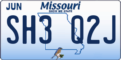 MO license plate SH3Q2J