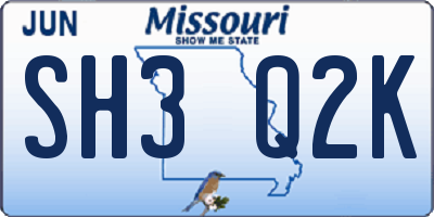 MO license plate SH3Q2K