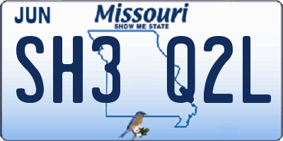 MO license plate SH3Q2L