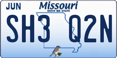 MO license plate SH3Q2N