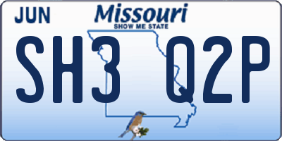 MO license plate SH3Q2P