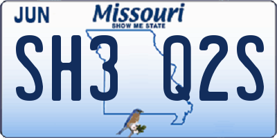 MO license plate SH3Q2S