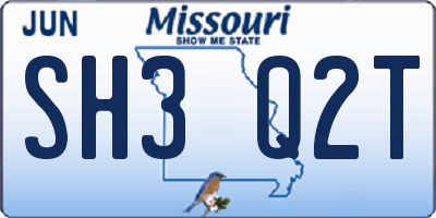 MO license plate SH3Q2T