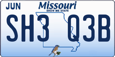 MO license plate SH3Q3B