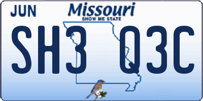 MO license plate SH3Q3C