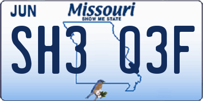 MO license plate SH3Q3F