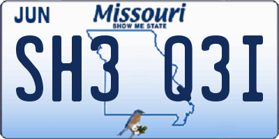 MO license plate SH3Q3I