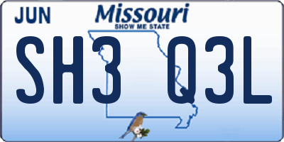 MO license plate SH3Q3L