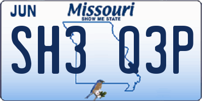 MO license plate SH3Q3P