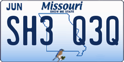 MO license plate SH3Q3Q
