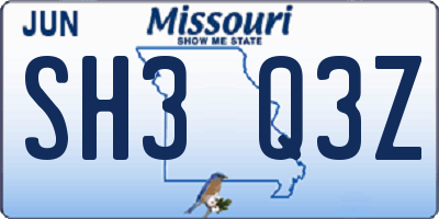 MO license plate SH3Q3Z