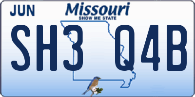 MO license plate SH3Q4B