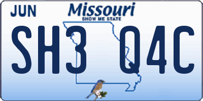 MO license plate SH3Q4C