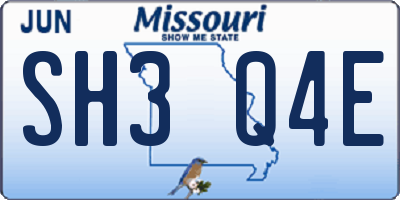MO license plate SH3Q4E