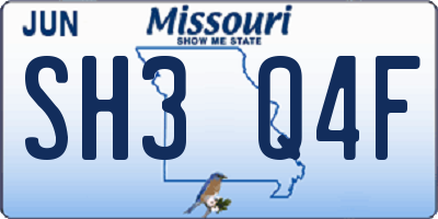 MO license plate SH3Q4F