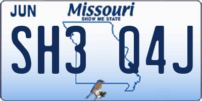 MO license plate SH3Q4J
