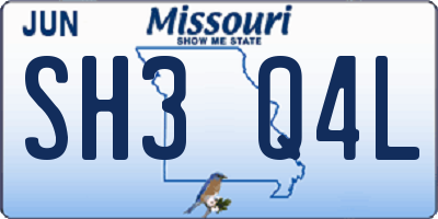 MO license plate SH3Q4L