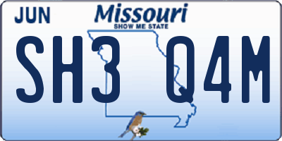 MO license plate SH3Q4M