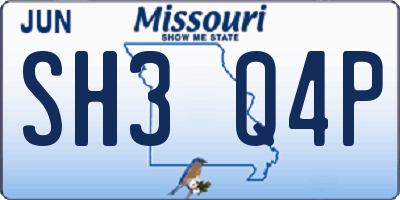 MO license plate SH3Q4P